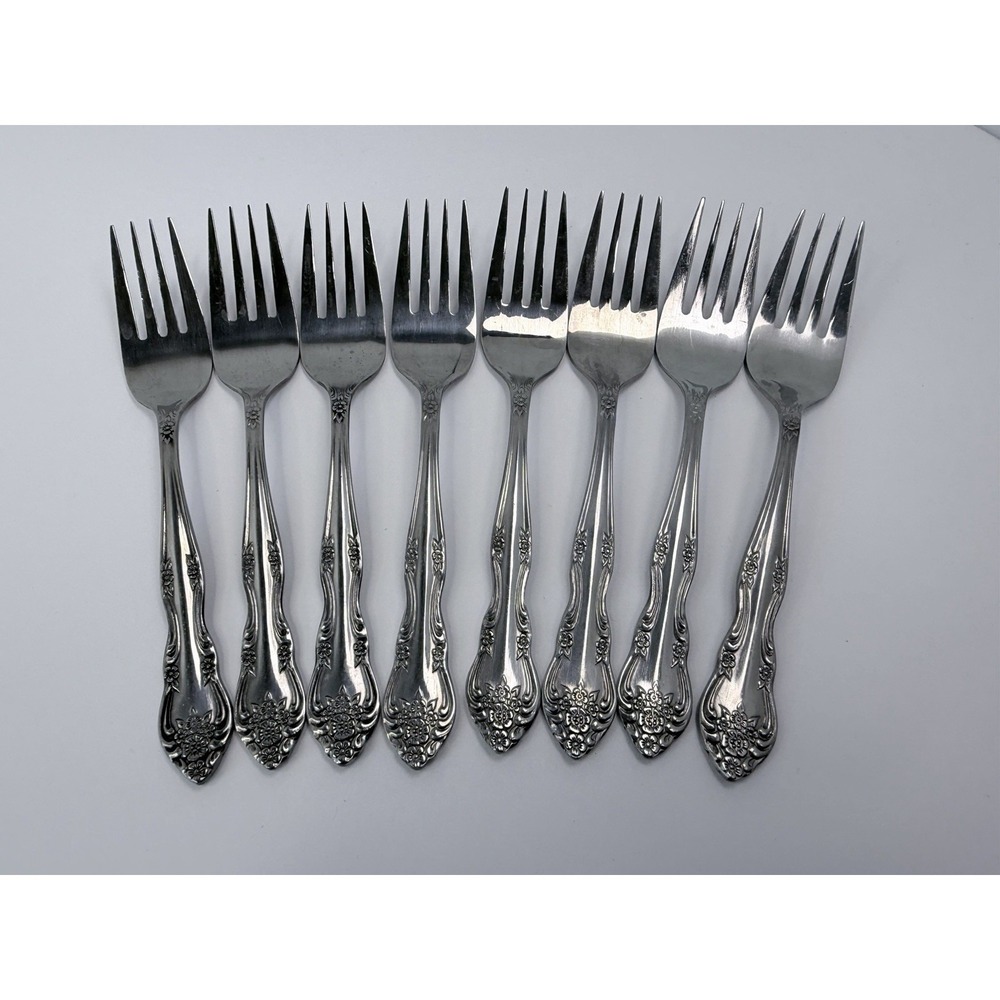 Rogers Dream Rose Salad Forks Stainless Flatware Korea Set of 8 #2